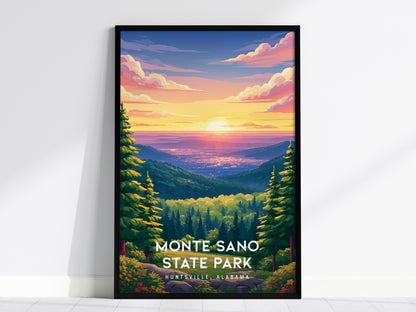 Monte Sano State Park, Huntsville, Alabama Poster | Mountain Forest Trail Destination Print Wall Art — framed wall art, 24x36
