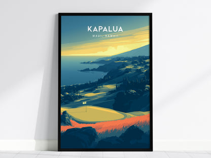 Kapalua Plantation Course, Maui, Hawaii Poster | Tropical Links Golfer Gift Wall Art — framed wall art, 24x36 in