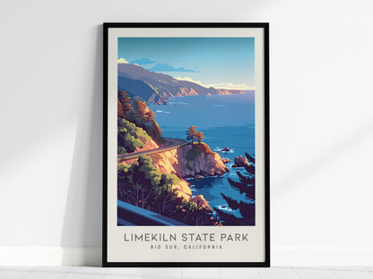 Limekiln State Park Matte Border Poster | Big Sur, California Travel Wall Art — framed wall art, 24x36 in