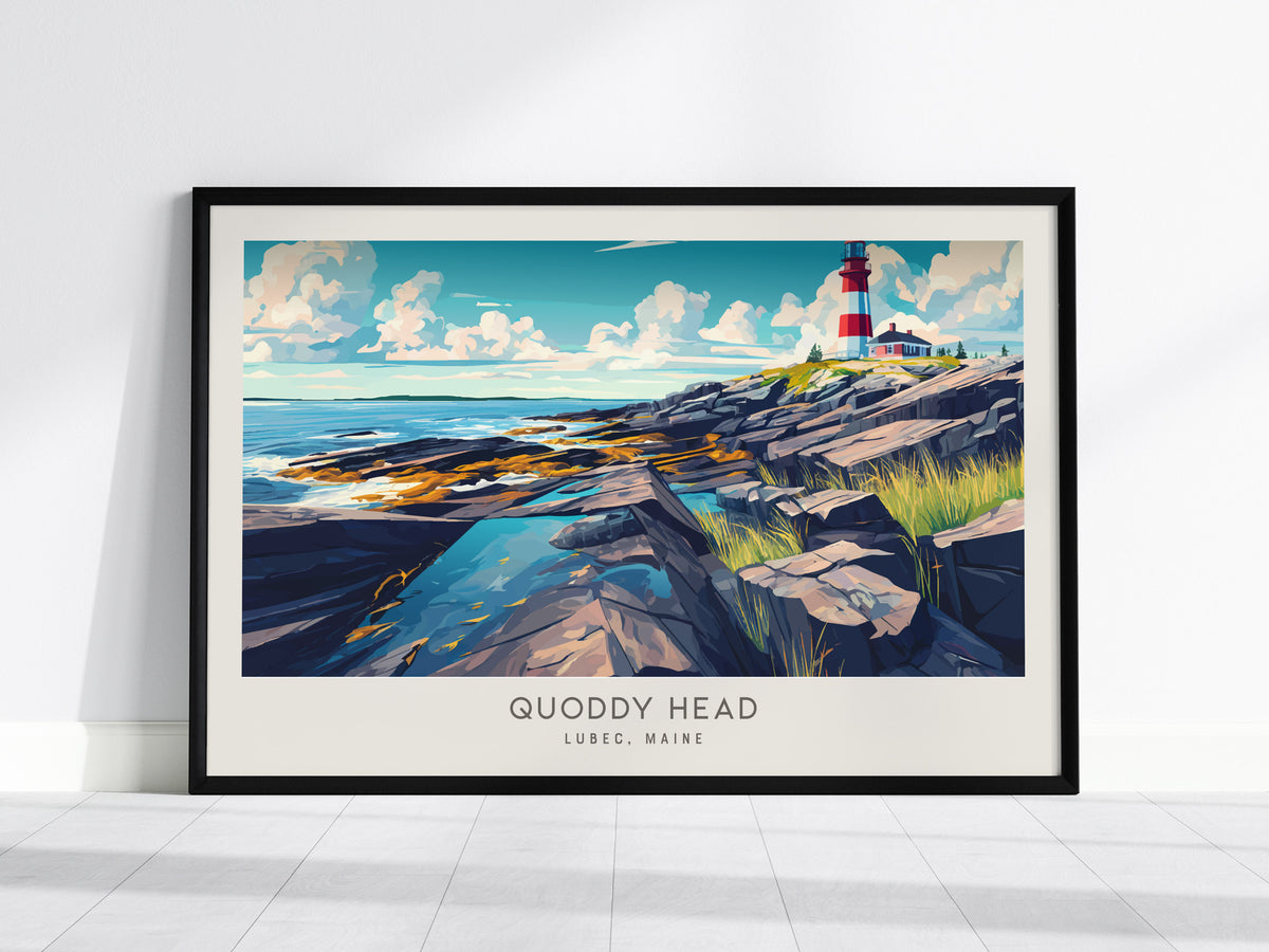 Quoddy Head Landscape Matte Border Poster | Lubec, Maine Destination Print — framed wall art, 24x36 in
