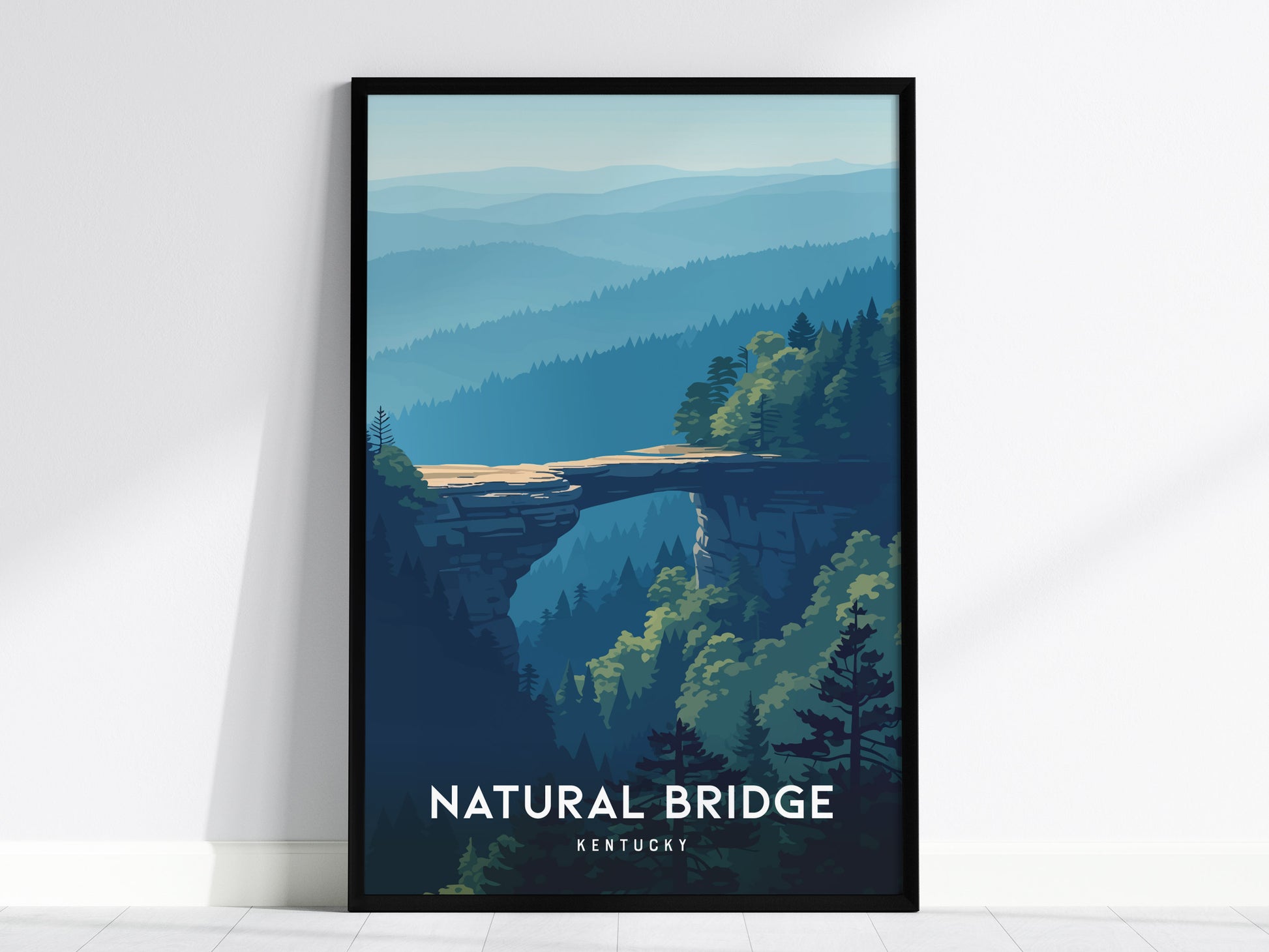 Natural Bridge, Kentucky Poster | Ancient Stone Arch Forest Wall Art — framed wall art, 24x36 in