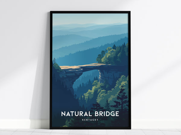 Natural Bridge, Kentucky Poster | Ancient Stone Arch Forest Wall Art — framed wall art, 24x36 in