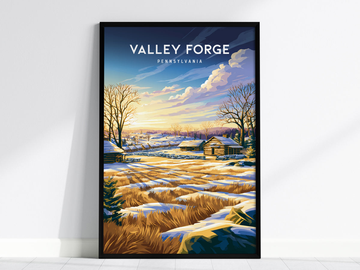 Valley Forge, Pennsylvania Poster | Historic Winter Encampment Travel Wall Art — framed wall art, 24x36 in