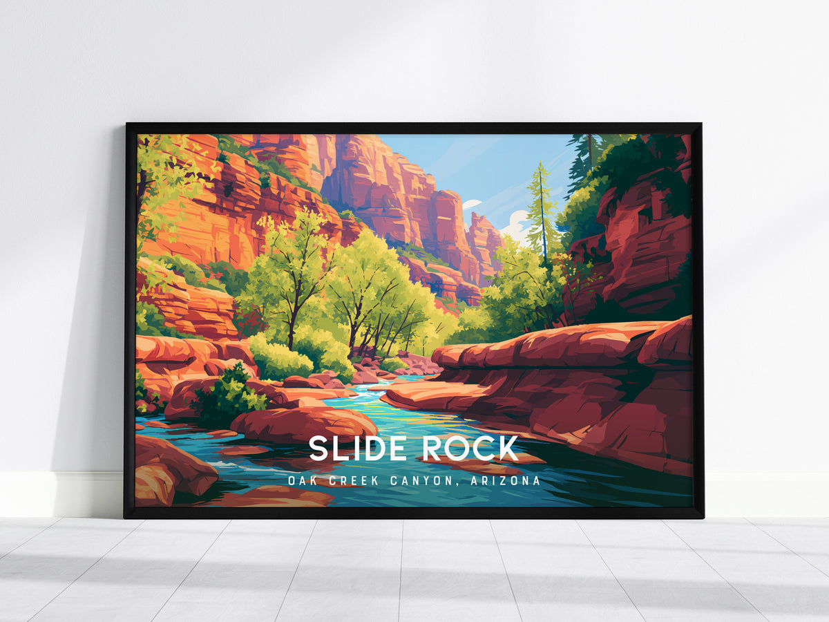 Slide Rock, Oak Creek Canyon, Arizona Landscape Poster | Desert Swimming Hole Destination Print Wall Art — framed wall art, 2