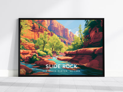 Slide Rock, Oak Creek Canyon, Arizona Landscape Poster | Desert Swimming Hole Destination Print Wall Art — framed wall art, 2