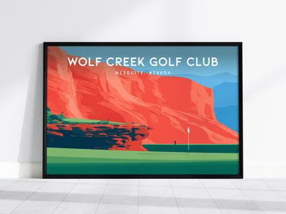 Wolf Creek Golf Club, Mesquite, Nevada Landscape Poster | Dramatic Red Rock Golf Course Print Wall Art — framed wall art, 24x