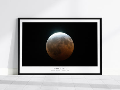 Lunar Eclipse Landscape Poster | NASA Astronomy Print Southern Louisiana Wall Art — framed wall art, 24x36 in