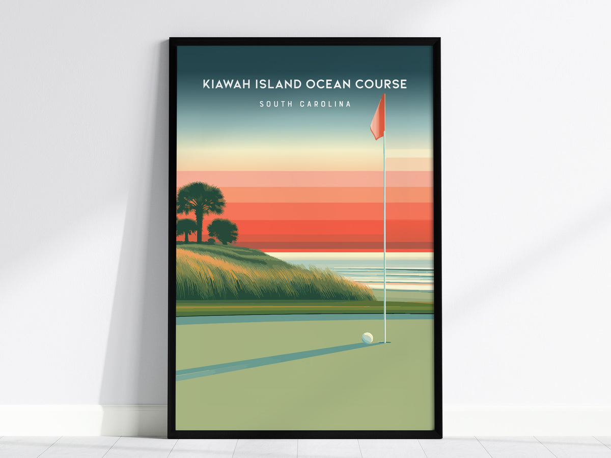 Kiawah Island Ocean Course, South Carolina Poster | Links Poster & Golfer Gift Wall Art — framed wall art, 24x36 in
