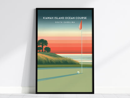 Kiawah Island Ocean Course, South Carolina Poster | Links Poster & Golfer Gift Wall Art — framed wall art, 24x36 in