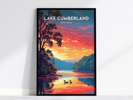 Lake Cumberland, Kentucky Poster | Lakeside Vacation Wall Art — framed wall art, 24x36 in