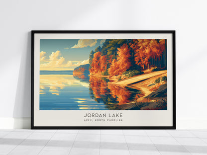 Jordan Lake Landscape Matte Border Poster | Apex, North Carolina Vacation Wall Art — framed wall art, 24x36 in