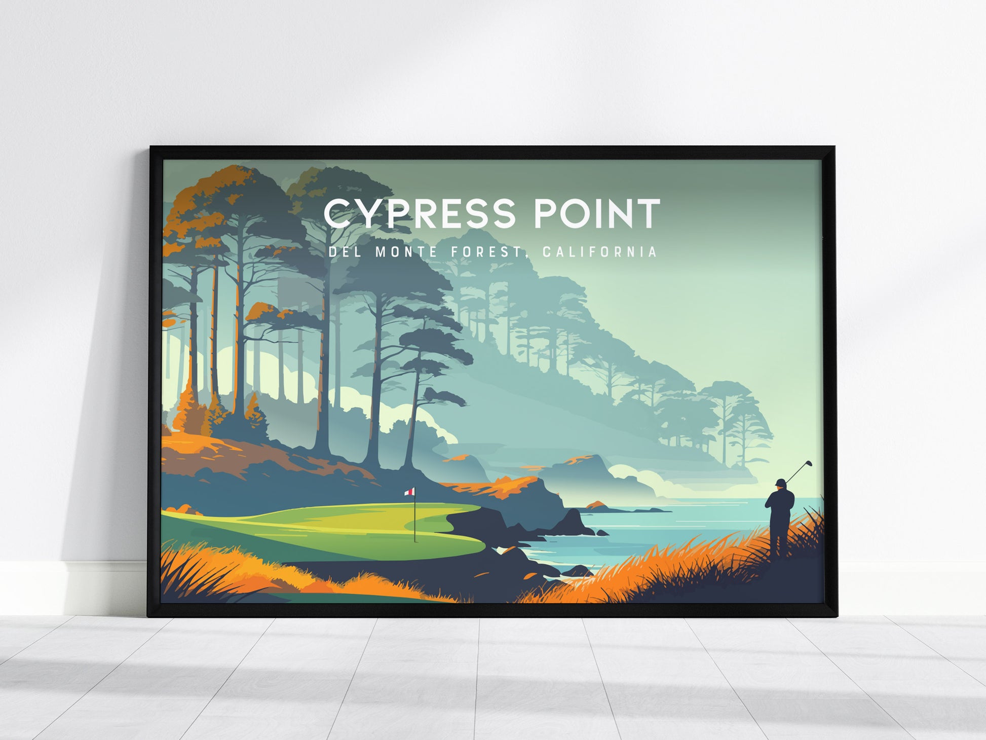 Cypress Point Landscape Poster | Del Monte Forest, California Golf Wall Art Framed or Unframed — framed wall art, 24x36 in