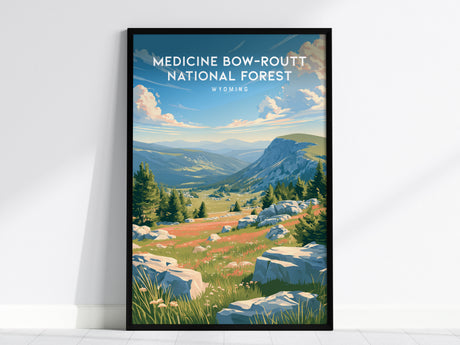 Medicine Bow-Routt National Forest, Wyoming Poster | Alpine Wilderness & Mountain Meadows Wall Art — framed wall art, 24x36 i