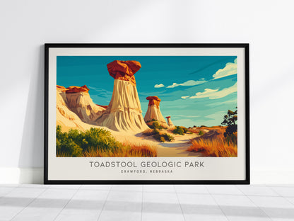 Toadstool Geologic Park Landscape Matte Border Poster | Crawford, Nebraska Framed or Unframed Travel Gift — framed wall art