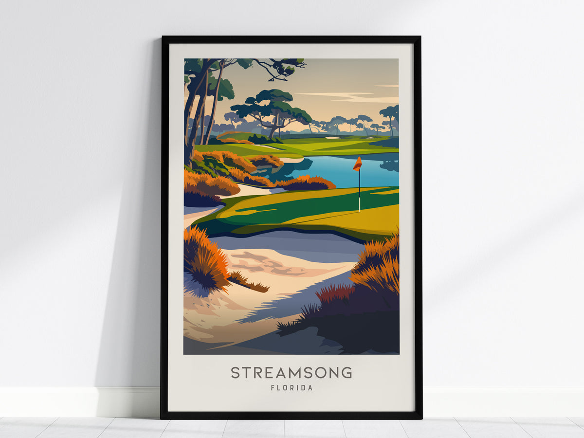 Streamsong Matte Border Poster | Florida Golf Course Print & Country Club Decor — framed wall art, 24x36 in