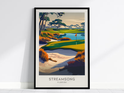 Streamsong Matte Border Poster | Florida Golf Course Print & Country Club Decor — framed wall art, 24x36 in