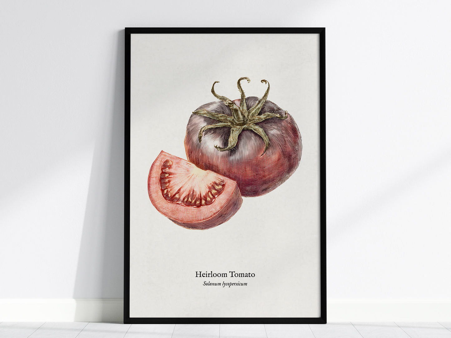 Heirloom Tomato Poster | Vintage Solanum Lycopersicum Botanical Illustration Wall Art — framed wall art, 24x36 in