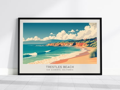 Trestles Beach Landscape Matte Border Poster | San Clemente, California Vacation Wall Art — framed wall art, 24x36 in