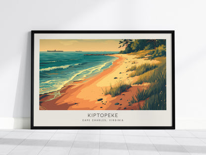 Kiptopeke Landscape Matte Border Poster | Cape Charles, Virginia Beach House Decor Travel Gift — framed wall art, 24x36 in