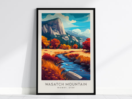 Wasatch Mountain Matte Border Poster | Midway, Utah Travel Wall Art — framed wall art, 24x36 in