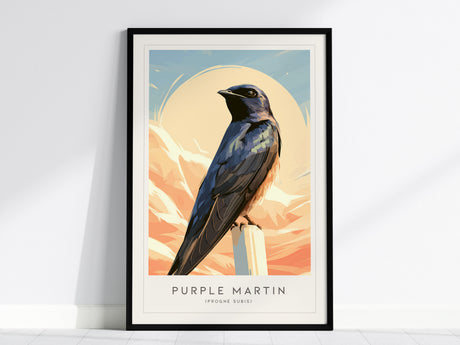 Purple Martin Poster | Graceful Songbird in Golden Light Wall Art — framed wall art, 24x36 in