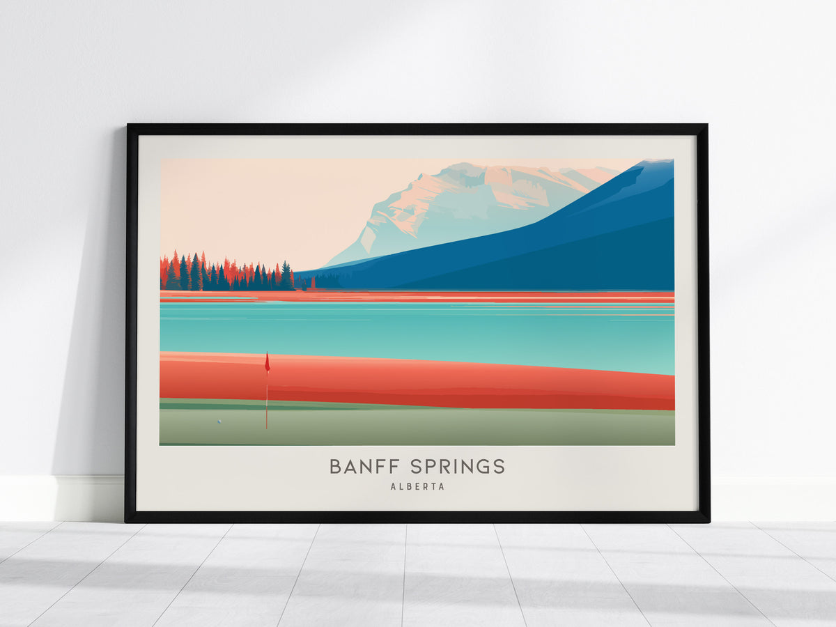 Banff Springs Landscape Matte Border Poster | Alberta Travel Wall Art — framed wall art, 24x36 in