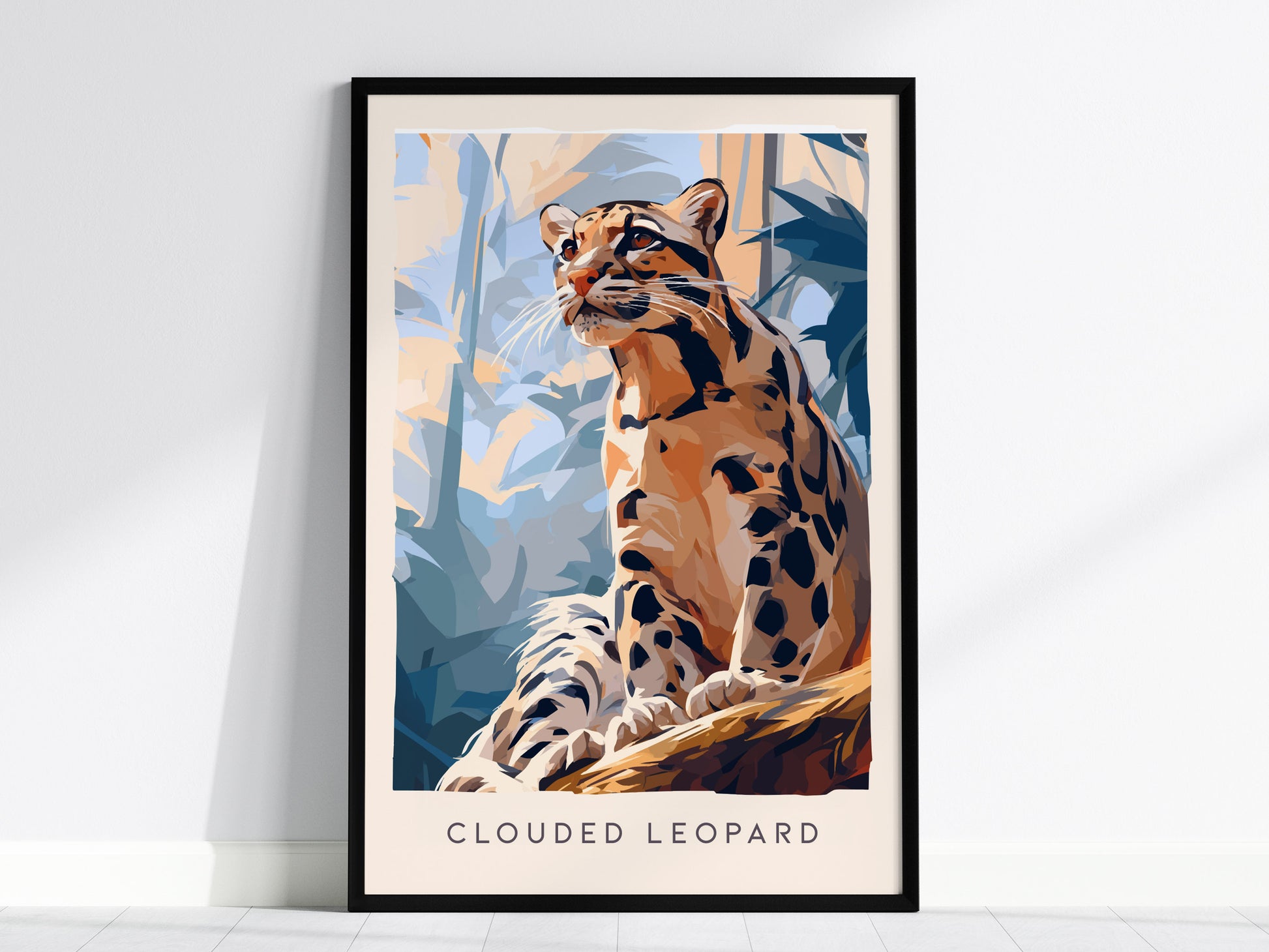 Clouded Leopard, Neofelis Nebulosa Poster | Exotic Wildlife Wall Art — framed wall art, 24x36 in