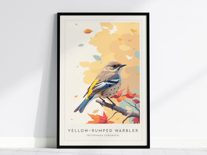Yellow-rumped Warbler, Setophaga coronata Poster | Vibrant Songbird Nature Poster Wall Art — framed wall art, 24x36 in