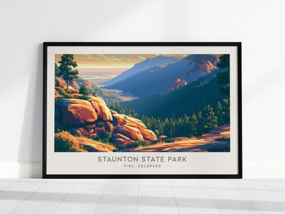 Staunton State Park Landscape Matte Border Poster | Pine, Colorado Travel Wall Art — framed wall art, 24x36 in