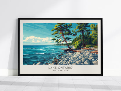 Lake Ontario Landscape Matte Border Poster | North America Vacation Wall Art | Framed or Unframed — framed wall art, 24x36 in