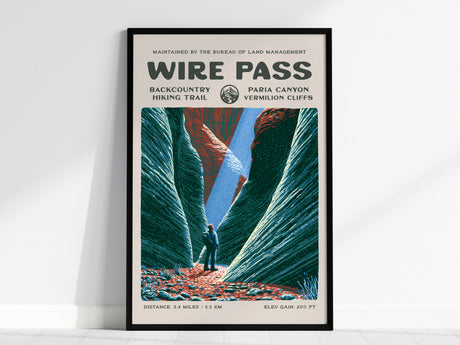 Wire Pass, Paria Canyon-Vermilion Cliffs Poster | Hiker Gift | Backcountry Trail Wall Art — framed wall art, 24x36 in