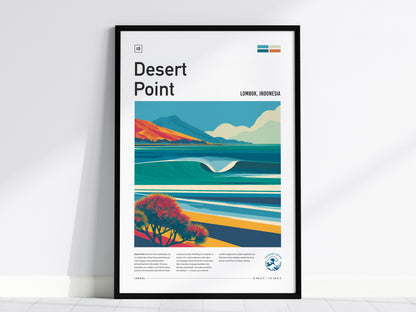 Desert Point, Lombok, Indonesia Poster | Surf Wall Art & Wave Print Wall Art — framed wall art, 24x36 in