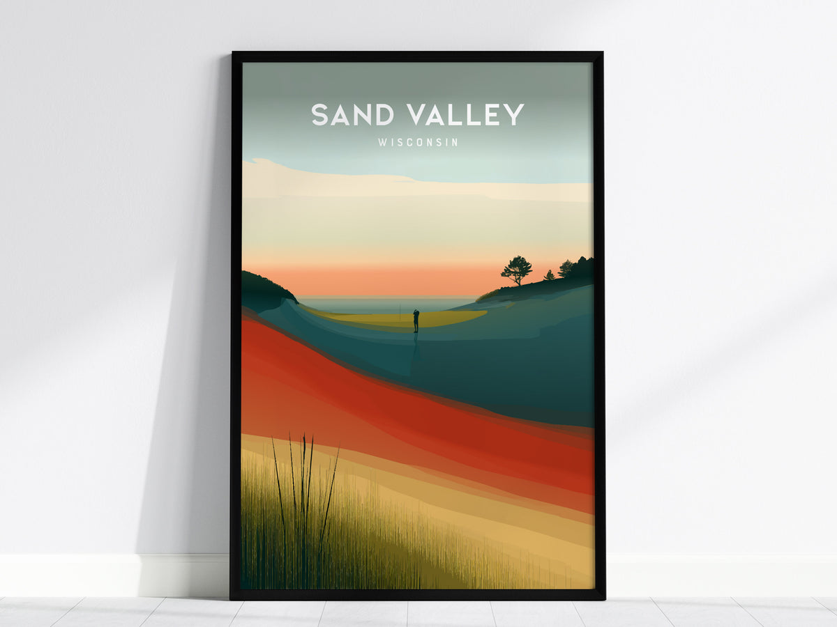 Sand Valley, Wisconsin Poster | Rolling Dunes & Fairways Golf Wall Art — framed wall art, 24x36 in