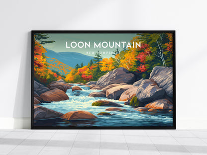 Loon Mountain Landscape Poster | New Hampshire Framed or Unframed Wall Art — framed wall art, 24x36 in