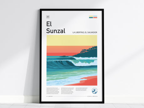 El Sunzal, La Libertad, El Salvador Poster | Tropical Surf Wall Art — framed wall art, 24x36 in
