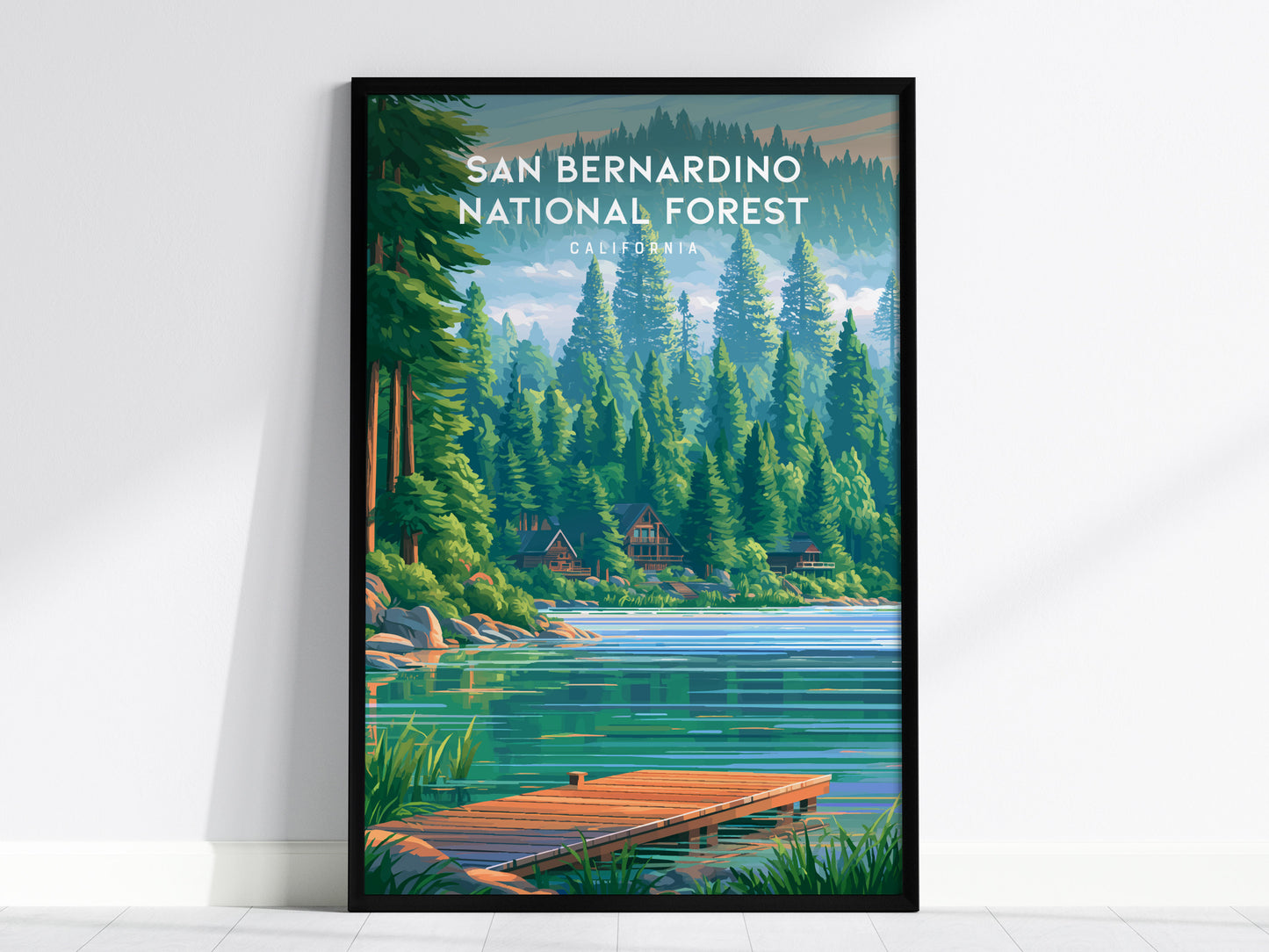 San Bernardino National Forest, California Poster | Mountain Pines & Alpine Wilderness Wall Art — framed wall art, 24x36 in
