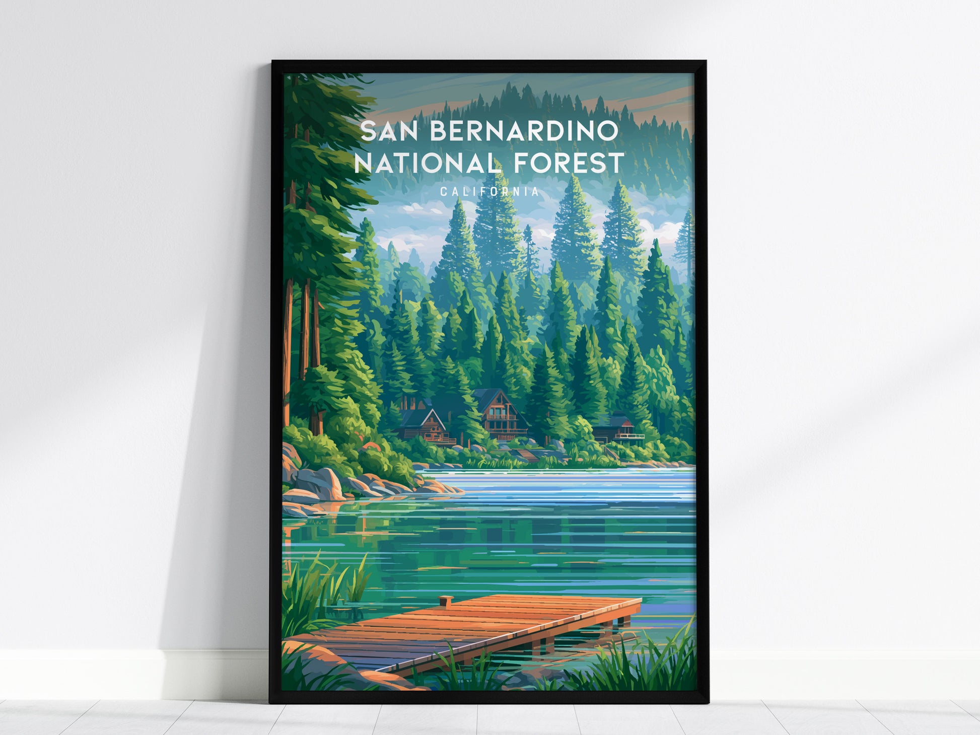 San Bernardino National Forest, California Poster | Mountain Pines & Alpine Wilderness Wall Art — framed wall art, 24x36 in