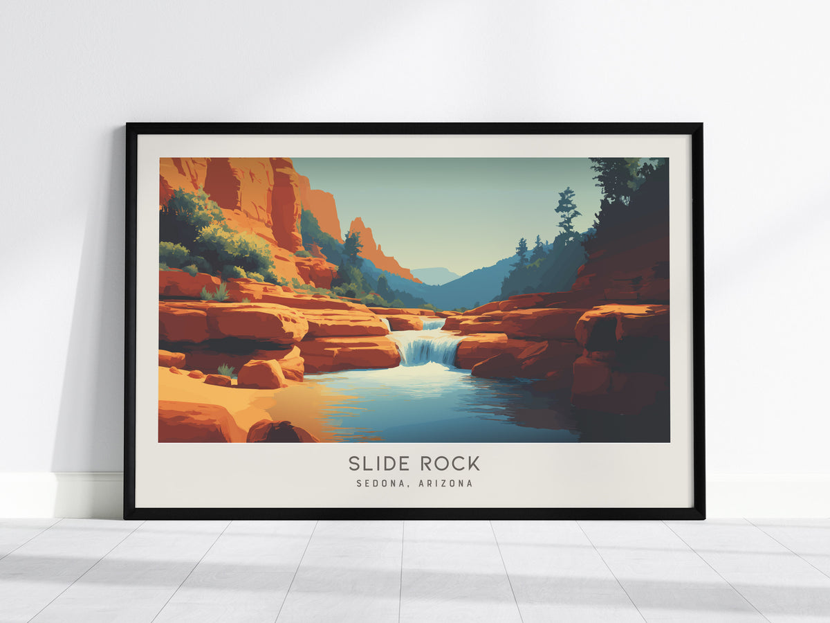 Slide Rock Landscape Matte Border Poster | Sedona, Arizona Vacation Wall Art — framed wall art, 24x36 in