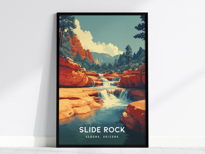 Slide Rock, Sedona, Arizona Poster | Red Rock Swimming Hole Destination Print Wall Art — framed wall art, 24x36 in