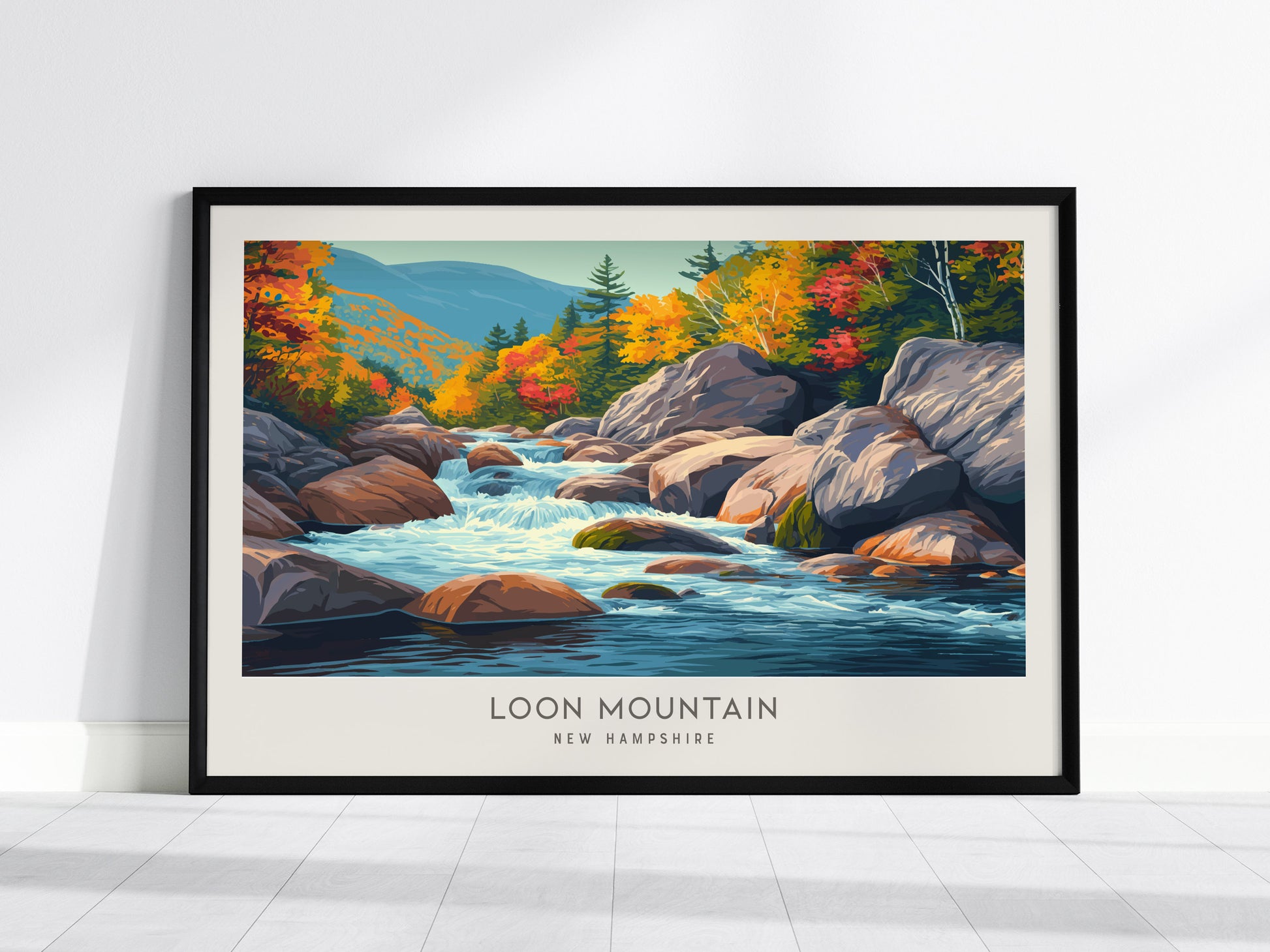 Loon Mountain Landscape Matte Border Poster | New Hampshire Vacation Wall Art — framed wall art, 24x36 in