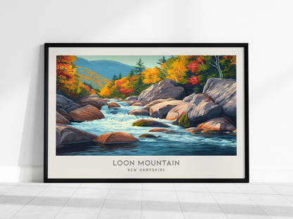 Loon Mountain Landscape Matte Border Poster | New Hampshire Vacation Wall Art — framed wall art, 24x36 in