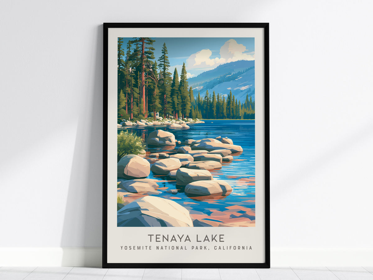 Tenaya Lake Matte Border Poster | Yosemite National Park, California Destination Print — framed wall art, 24x36 in