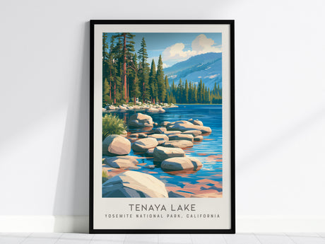 Tenaya Lake Matte Border Poster | Yosemite National Park, California Destination Print — framed wall art, 24x36 in