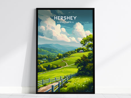 Hershey, Pennsylvania Poster | Sweetest Town Destination Print Wall Art — framed wall art, 24x36 in