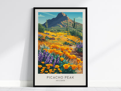 Picacho Peak Matte Border Poster | Arizona Travel Wall Art — framed wall art, 24x36 in