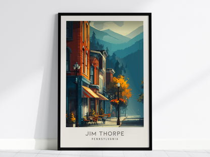 Jim Thorpe Matte Border Poster | Pennsylvania Destination Print Travel Wall Art — framed wall art, 24x36 in