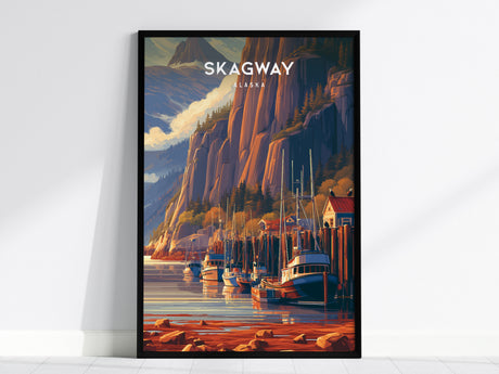 Skagway, Alaska Poster | Gold Rush Trail Mountain Wall Art — framed wall art, 24x36 in