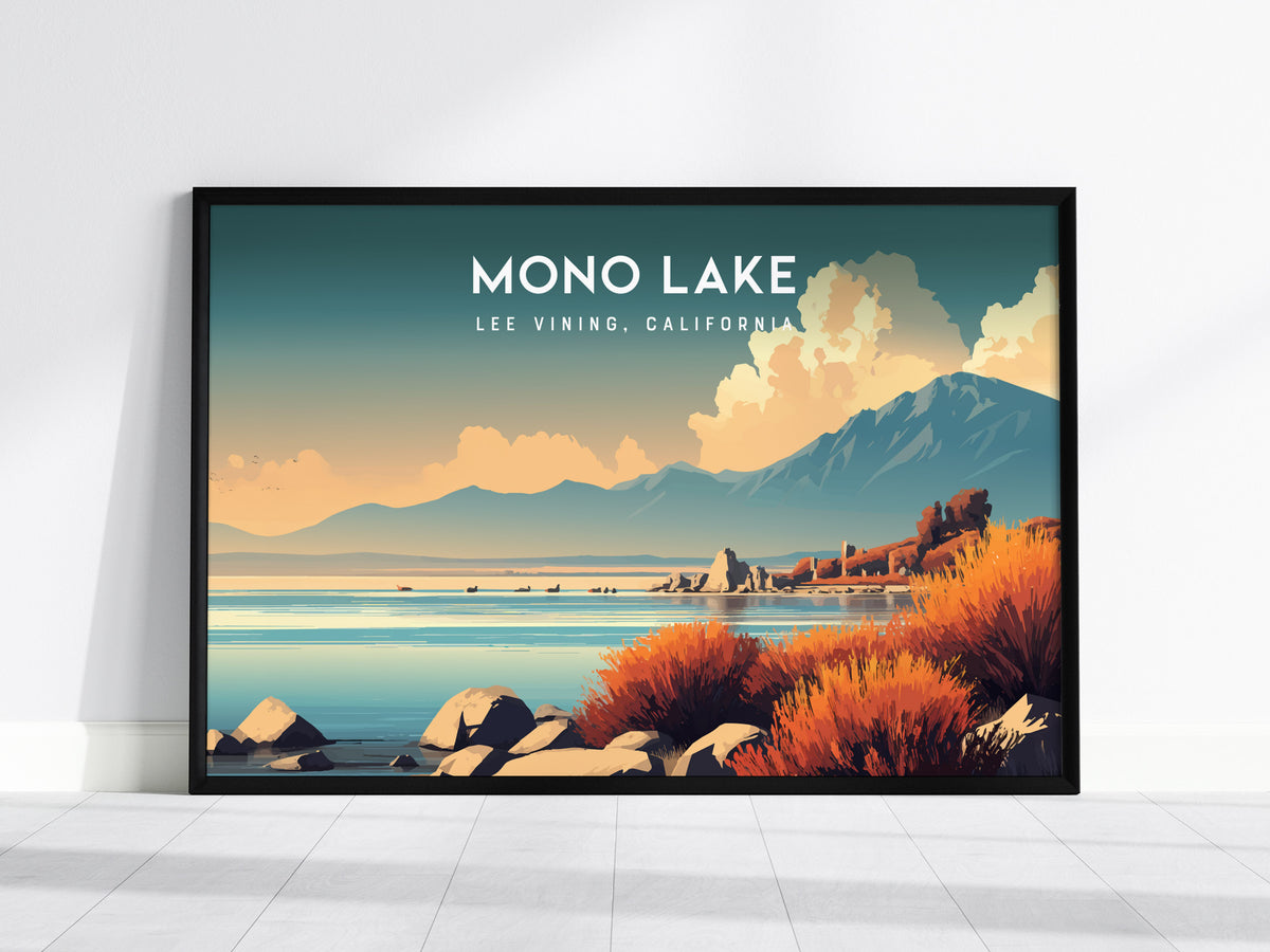 Mono Lake Landscape Poster | Lee Vining, California Vacation Wall Art — framed wall art, 24x36 in