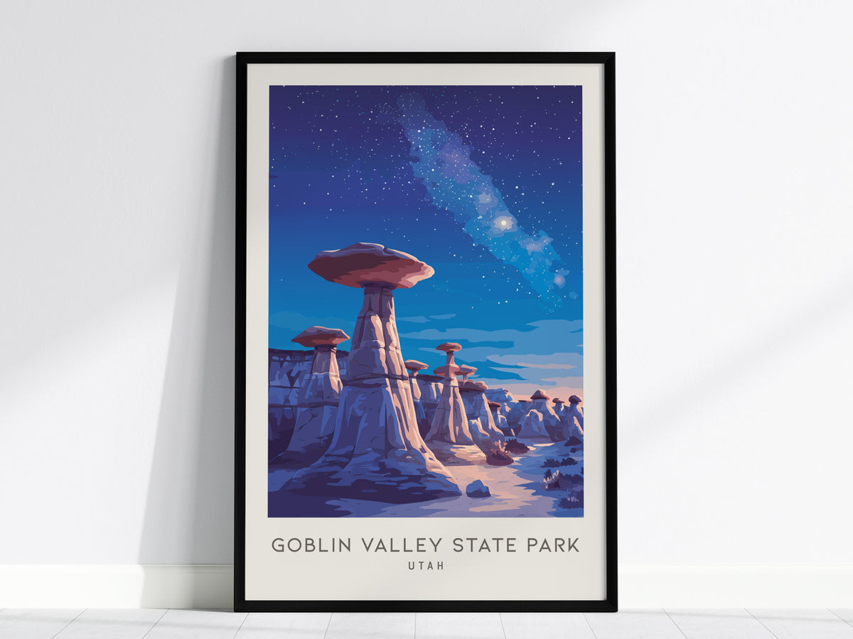 Goblin Valley State Park Matte Border Poster | Utah Destination Print Travel Wall Art — framed wall art, 24x36 in