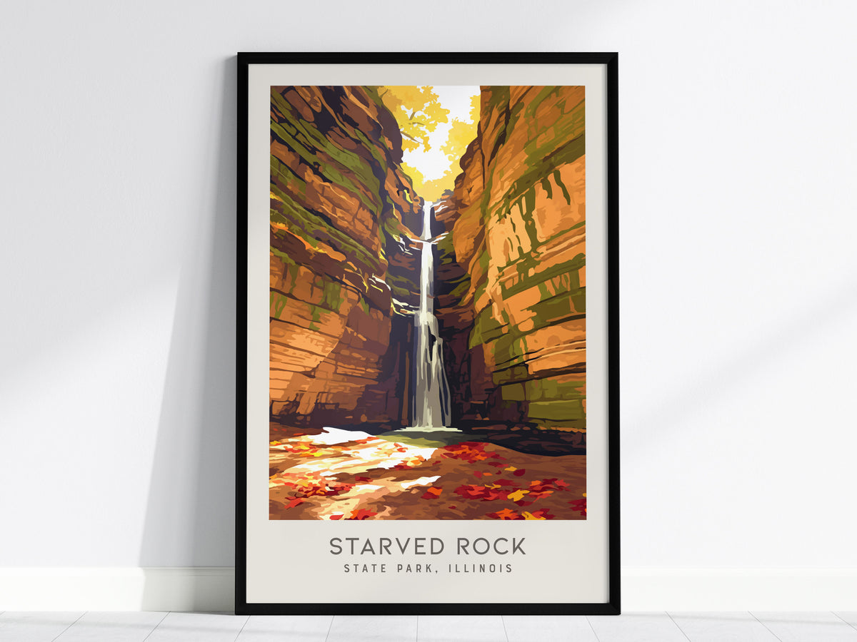 Starved Rock State Park Matte Border Poster | Illinois Travel Wall Art — framed wall art, 24x36 in